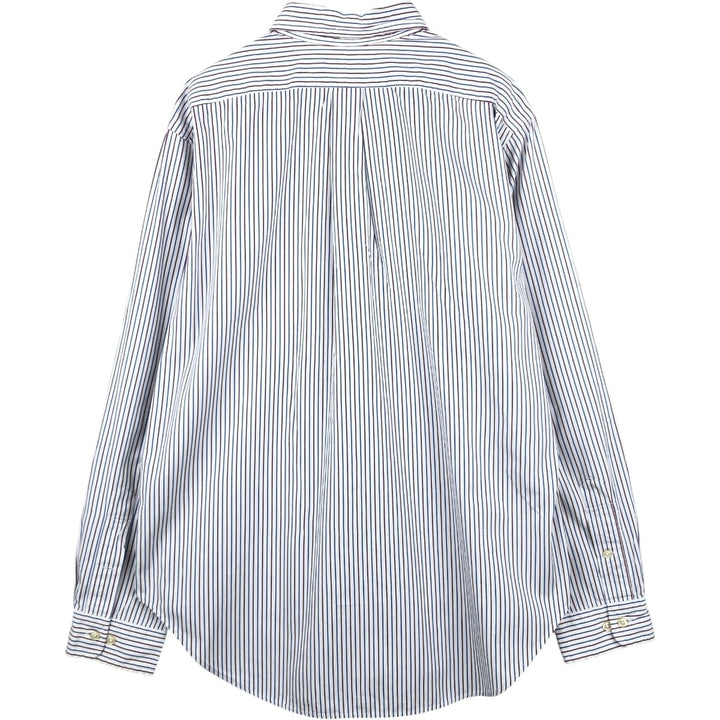 Ralph Lauren Classic Fit Multi-Stripe Long Sleeve Button-Down Striped Shirt, Men's XL cotton wine-red Vintage Second Hand