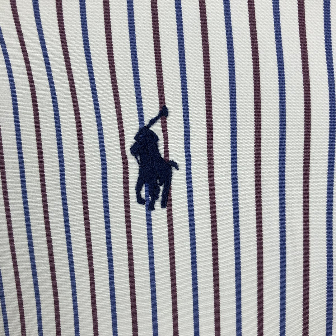 Ralph Lauren Classic Fit Multi-Stripe Long Sleeve Button-Down Striped Shirt, Men's XL cotton wine-red Vintage Second Hand