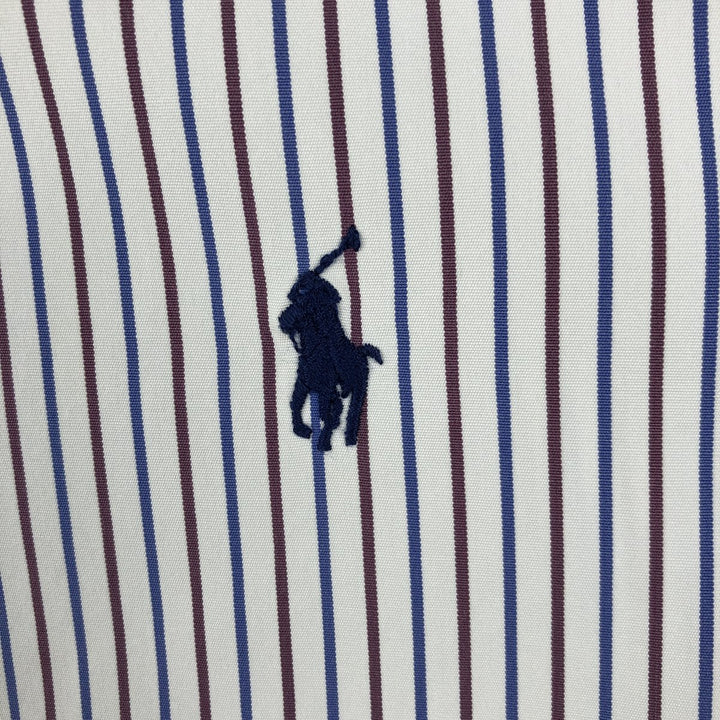 Ralph Lauren Classic Fit Multi-Stripe Long Sleeve Button-Down Striped Shirt, Men's XL cotton wine-red Vintage Second Hand