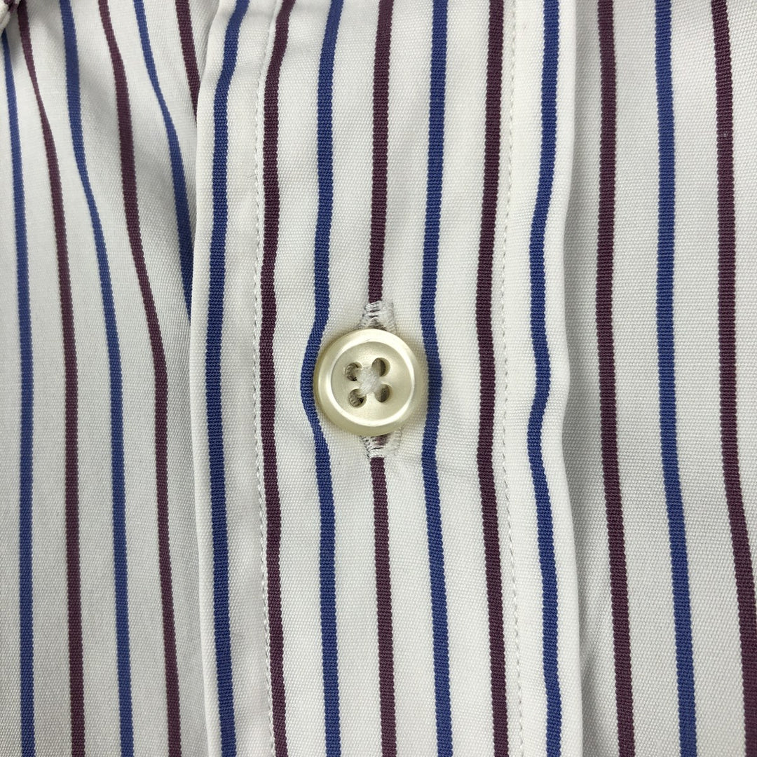 Ralph Lauren Classic Fit Multi-Stripe Long Sleeve Button-Down Striped Shirt, Men's XL cotton wine-red Vintage Second Hand