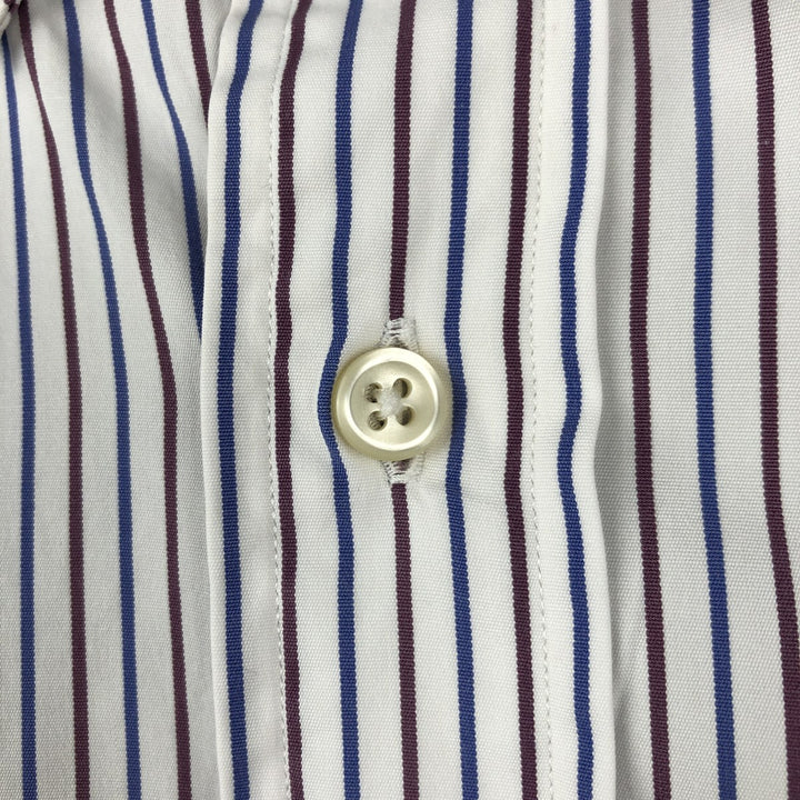 Ralph Lauren Classic Fit Multi-Stripe Long Sleeve Button-Down Striped Shirt, Men's XL cotton wine-red Vintage Second Hand