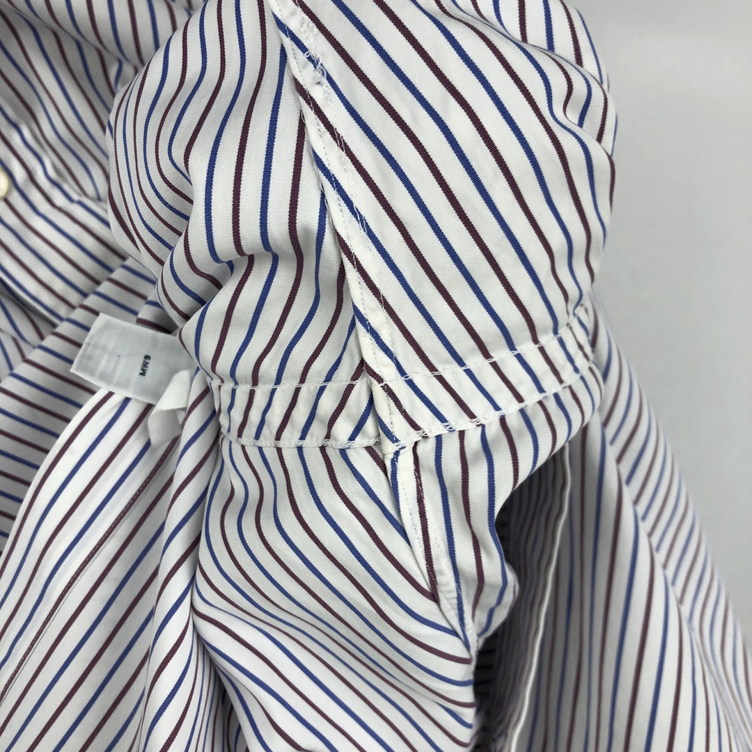 Ralph Lauren Classic Fit Multi-Stripe Long Sleeve Button-Down Striped Shirt, Men's XL cotton wine-red Vintage Second Hand
