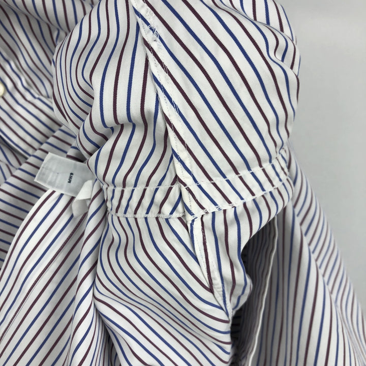 Ralph Lauren Classic Fit Multi-Stripe Long Sleeve Button-Down Striped Shirt, Men's XL cotton wine-red Vintage Second Hand