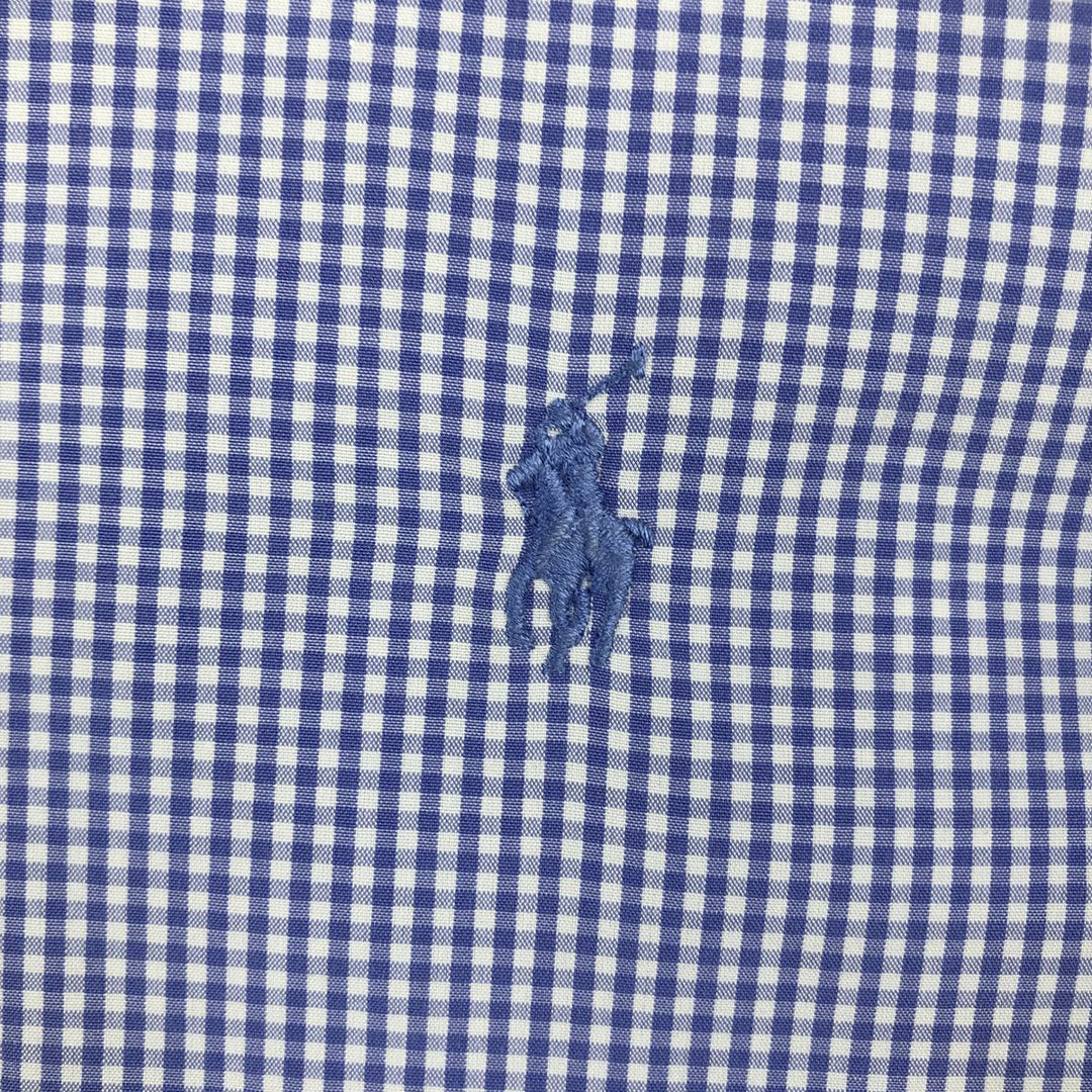 Ralph Lauren EASY CARE Gingham Check Long-Sleeve Button-Down Check Shirt, Men's Size L (approx.) cotton purple type Vintage Second Hand