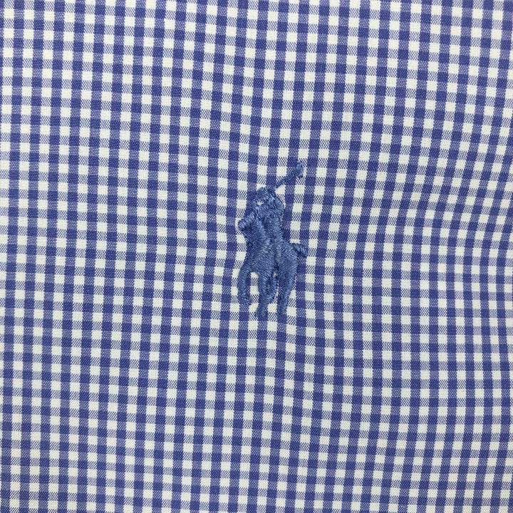 Ralph Lauren EASY CARE Gingham Check Long-Sleeve Button-Down Check Shirt, Men's Size L (approx.) cotton purple type Vintage Second Hand