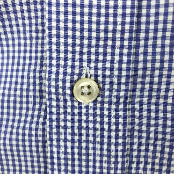 Ralph Lauren EASY CARE Gingham Check Long-Sleeve Button-Down Check Shirt, Men's Size L (approx.) cotton purple type Vintage Second Hand
