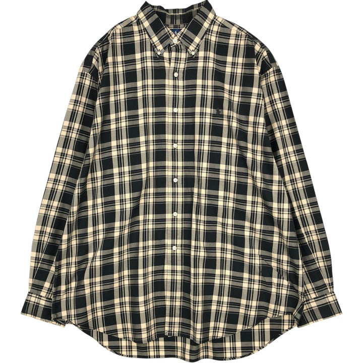Ralph Lauren BLAKE long sleeve button down check shirt, men's XL size cotton unbleached Vintage Second Hand