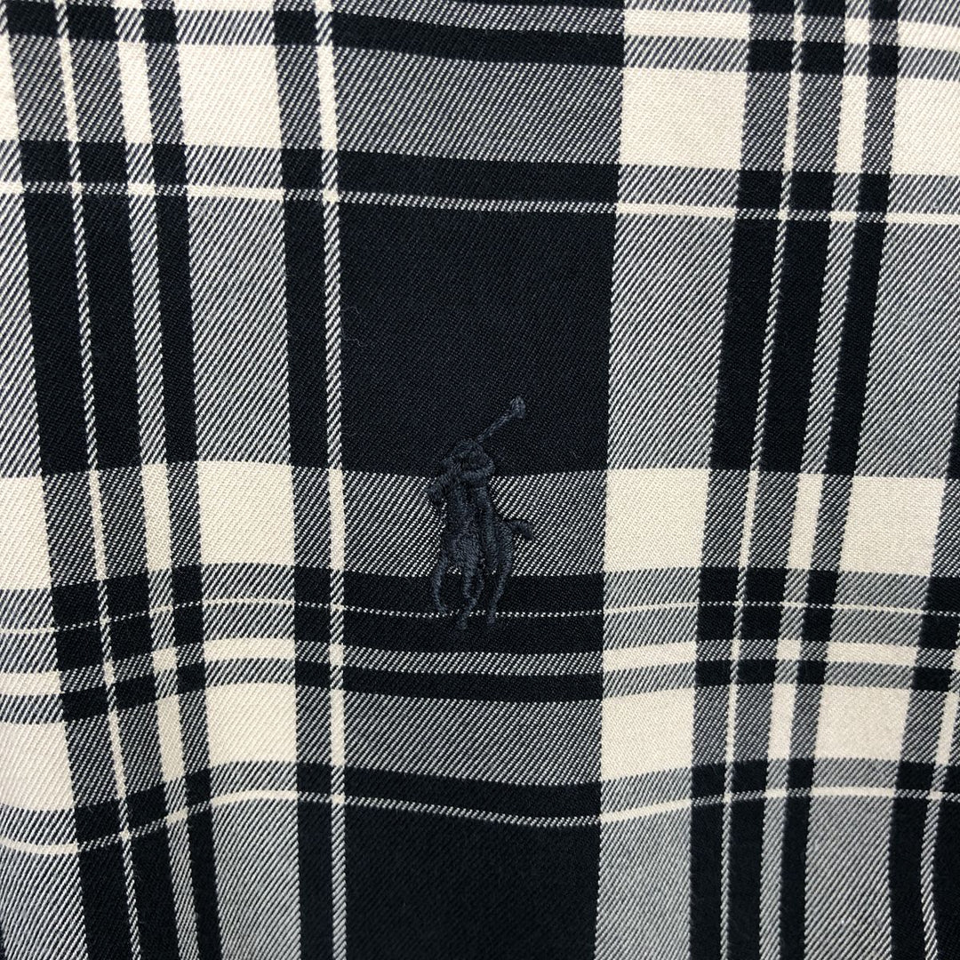 Ralph Lauren BLAKE long sleeve button down check shirt, men's XL size cotton unbleached Vintage Second Hand