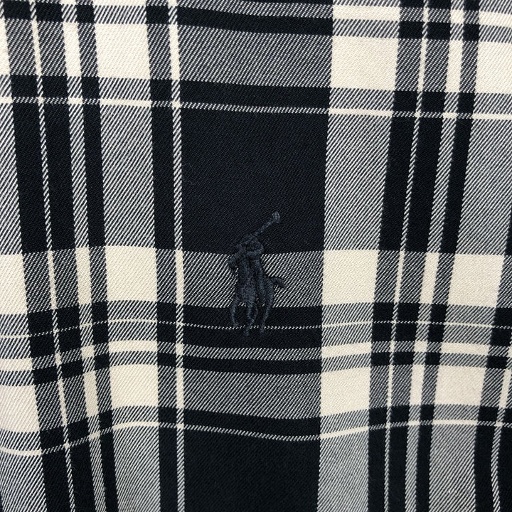Ralph Lauren BLAKE long sleeve button down check shirt, men's XL size cotton unbleached Vintage Second Hand