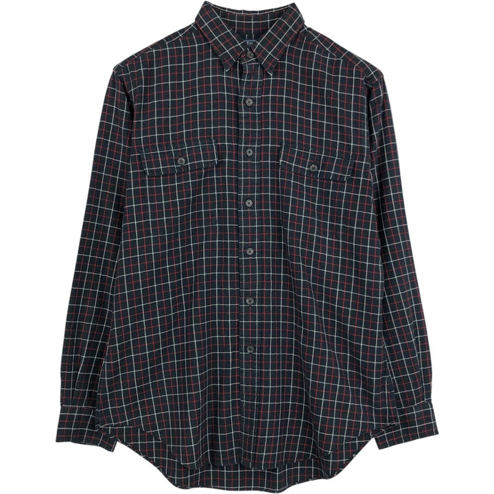 Ralph Lauren POLO by Ralph Lauren Check Pattern Long-Sleeve Cotton Check Shirt, Men's Size M (approx.) cotton black type Vintage Second Hand