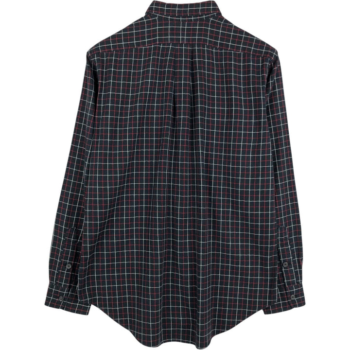 Ralph Lauren POLO by Ralph Lauren Check Pattern Long-Sleeve Cotton Check Shirt, Men's Size M (approx.) cotton black type Vintage Second Hand