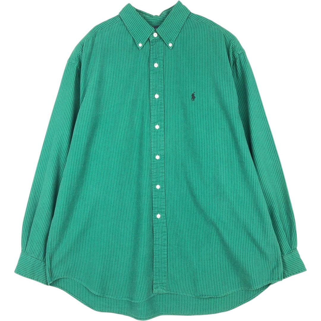 Ralph Lauren BLAIRE long sleeve button down striped shirt, men's XL size cotton green type Vintage Second Hand
