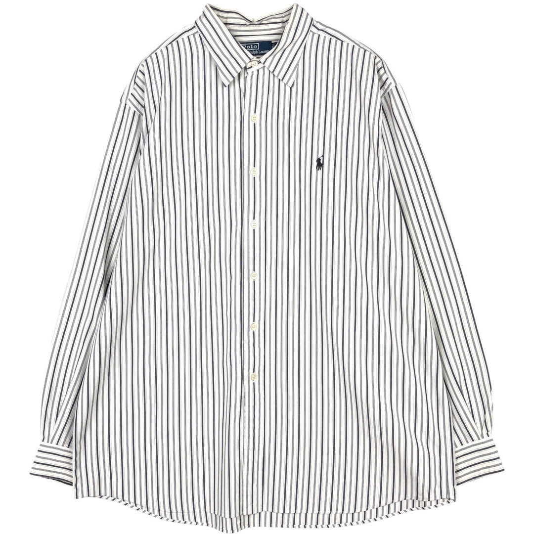 Ralph Lauren LOWELL SPORT Long-Sleeve Cotton Stripe Shirt, Men's Size XL (approx.) cotton white type Vintage Second Hand