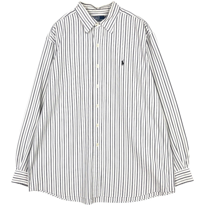 Ralph Lauren LOWELL SPORT Long-Sleeve Cotton Stripe Shirt, Men's Size XL (approx.) cotton white type Vintage Second Hand