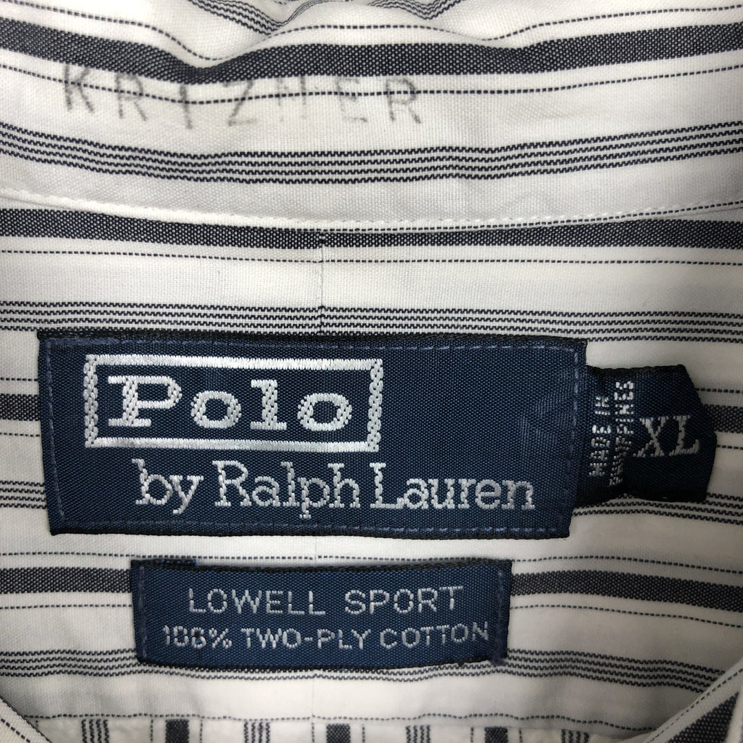 Ralph Lauren LOWELL SPORT Long-Sleeve Cotton Stripe Shirt, Men's Size XL (approx.) cotton white type Vintage Second Hand