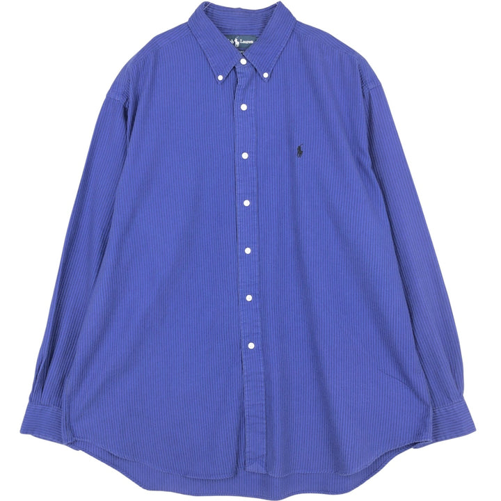 Ralph Lauren BLAIRE long sleeve button down striped shirt, men's XL size cotton blue type Vintage Second Hand