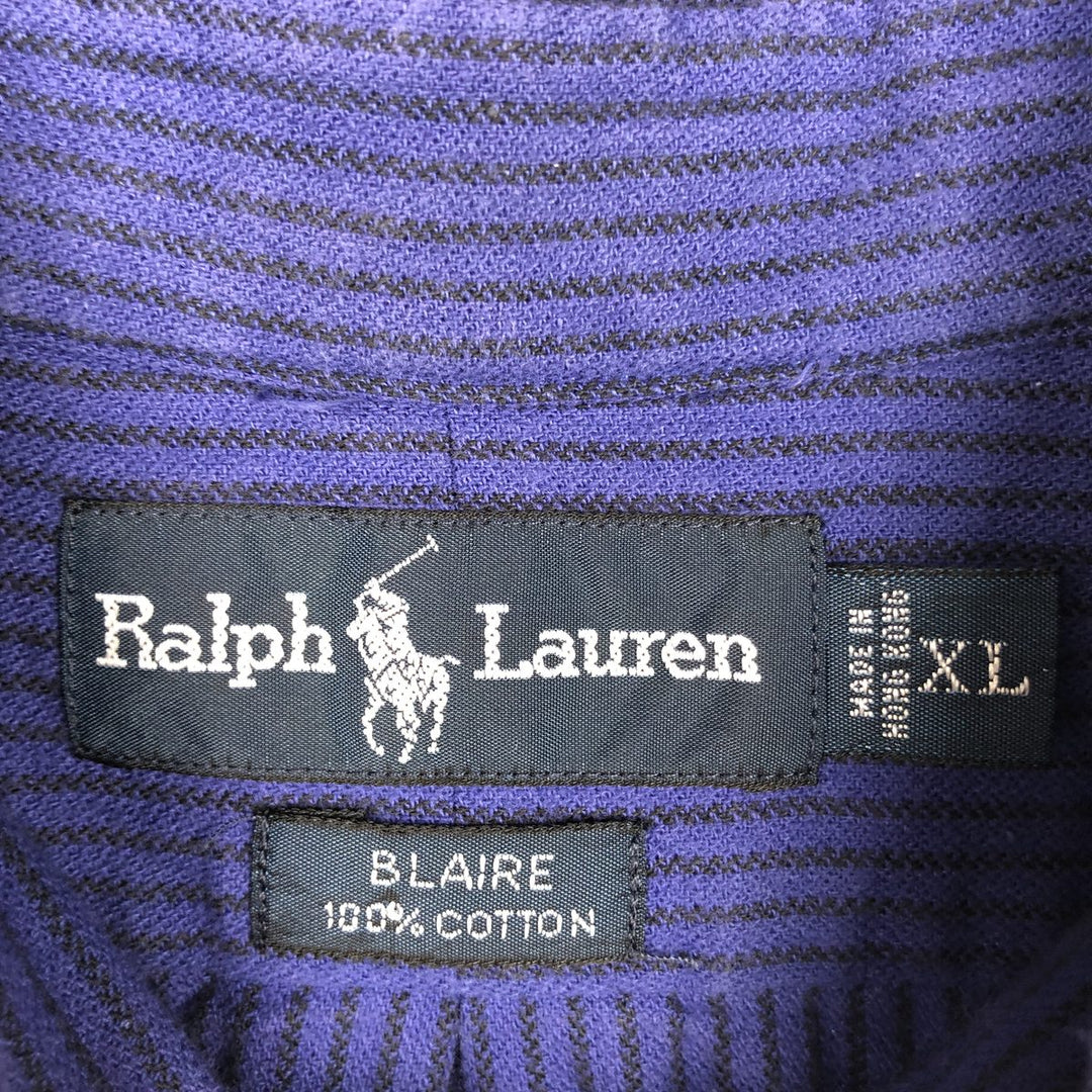 Ralph Lauren BLAIRE long sleeve button down striped shirt, men's XL size cotton blue type Vintage Second Hand