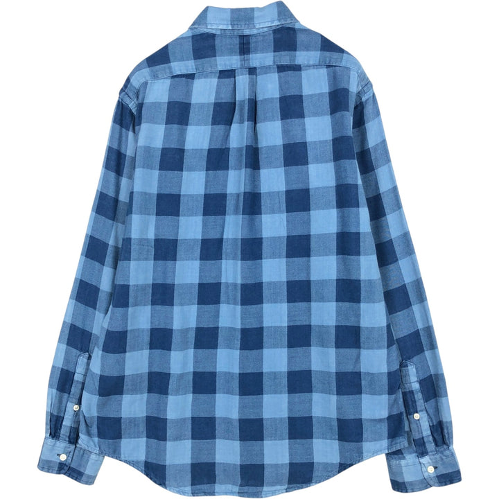 Ralph Lauren CUSTOM FIT Buffalo Check Long-Sleeve Button-Down Check Shirt, Men's Size L (approx.) cotton blue type Vintage Second Hand