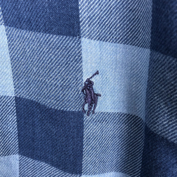 Ralph Lauren CUSTOM FIT Buffalo Check Long-Sleeve Button-Down Check Shirt, Men's Size L (approx.) cotton blue type Vintage Second Hand