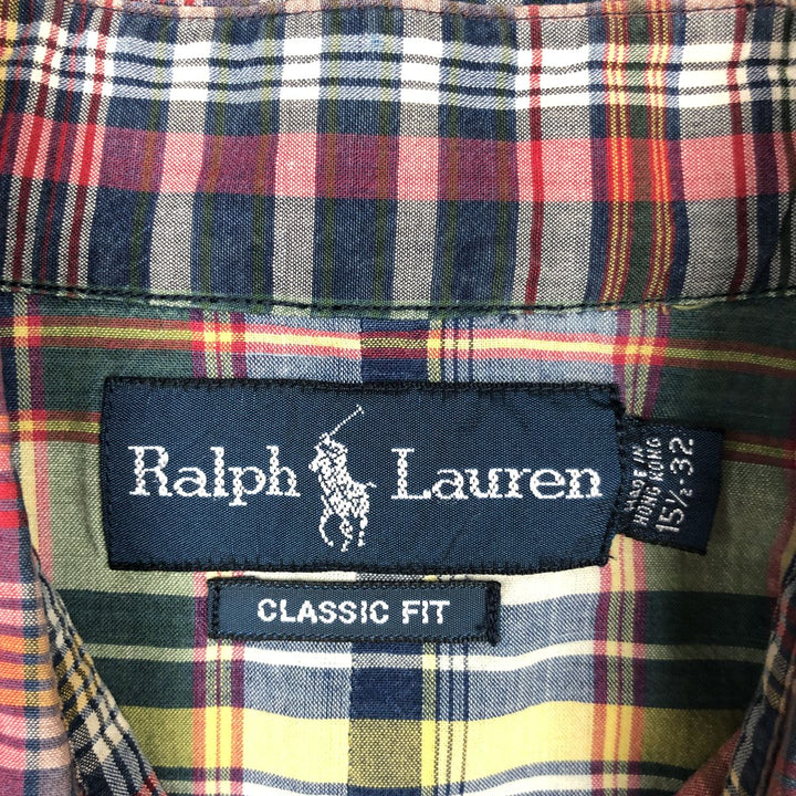 Ralph Lauren Classic Fit Long Sleeve Button Down Check Shirt Men's Size L cotton red type Vintage Second Hand