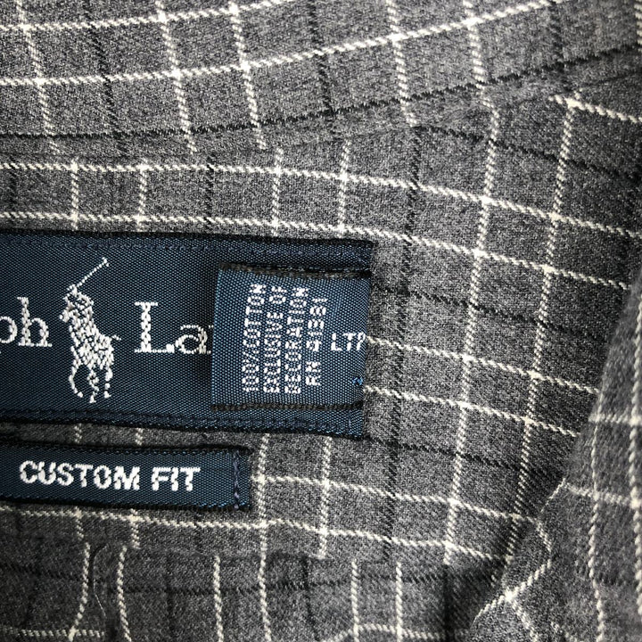 Ralph Lauren CUSTOM FIT long sleeve button down check shirt men's XL size cotton gray type Vintage Second Hand