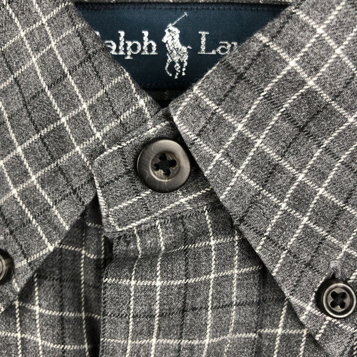 Ralph Lauren CUSTOM FIT long sleeve button down check shirt men's XL size cotton gray type Vintage Second Hand