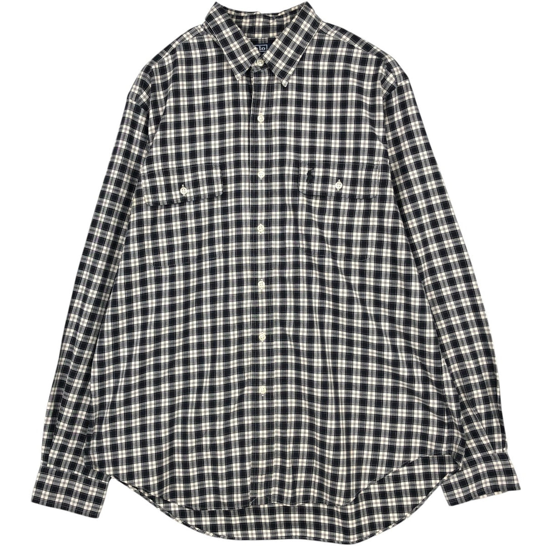 Ralph Lauren CLASSIC FIT Long-Sleeve Cotton Check Shirt, Men's Size L (approx.) cotton black type Vintage Second Hand