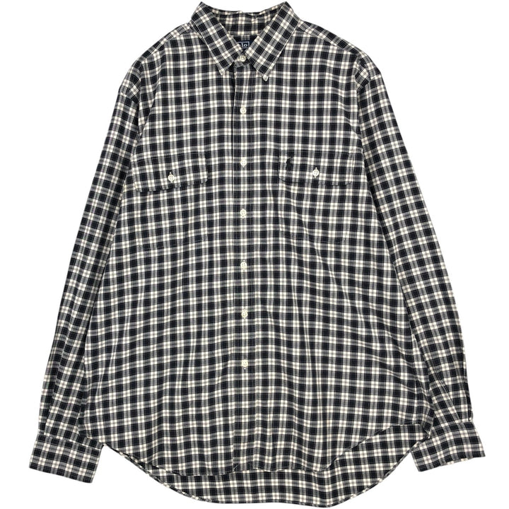 Ralph Lauren CLASSIC FIT Long-Sleeve Cotton Check Shirt, Men's Size L (approx.) cotton black type Vintage Second Hand