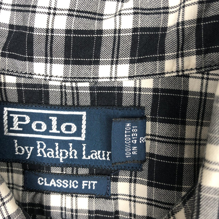 Ralph Lauren CLASSIC FIT Long-Sleeve Cotton Check Shirt, Men's Size L (approx.) cotton black type Vintage Second Hand