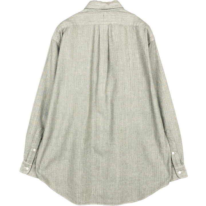 Ralph Lauren BLAKE Herringbone Long-Sleeve Button-Down Check Shirt, Men's Size M (approx.) cotton Khaki type sage green Vintage Second Hand
