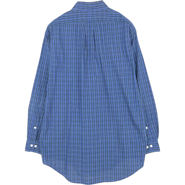 Ralph Lauren YARMOUTH Long-Sleeve Button-Down Check Shirt, Men's Size L (Equivalent), Lightweight cotton blue type Vintage Second Hand