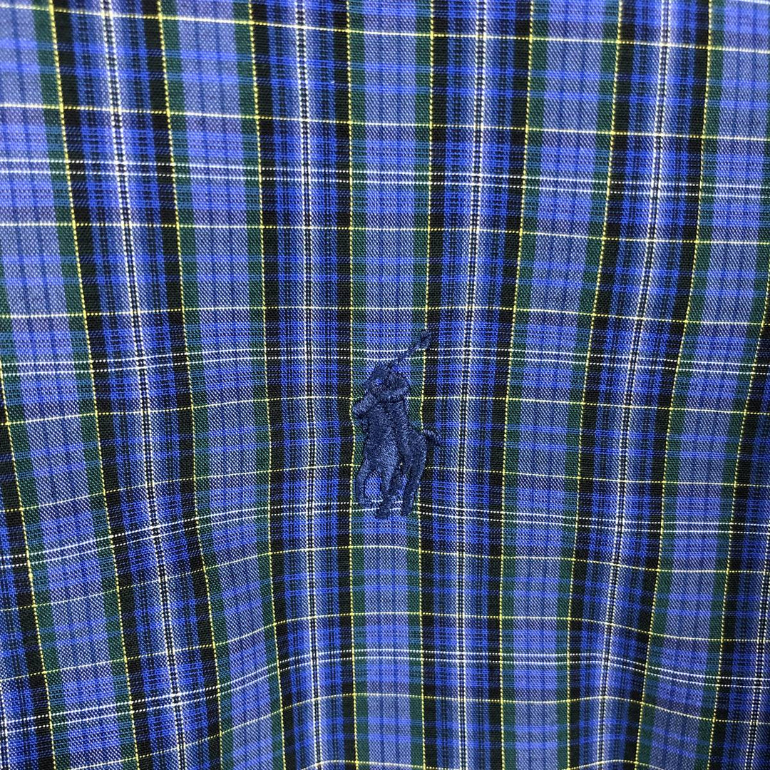 Ralph Lauren YARMOUTH Long-Sleeve Button-Down Check Shirt, Men's Size L (Equivalent), Lightweight cotton blue type Vintage Second Hand
