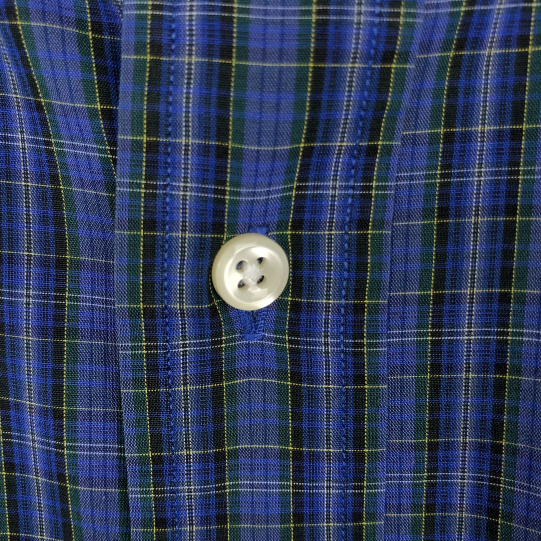 Ralph Lauren YARMOUTH Long-Sleeve Button-Down Check Shirt, Men's Size L (Equivalent), Lightweight cotton blue type Vintage Second Hand