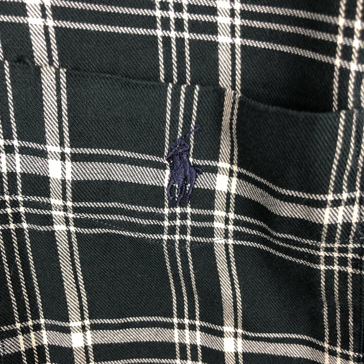 Ralph Lauren MCMEEL long-sleeved button-down check shirt, men's size XL cotton dark green Vintage Second Hand