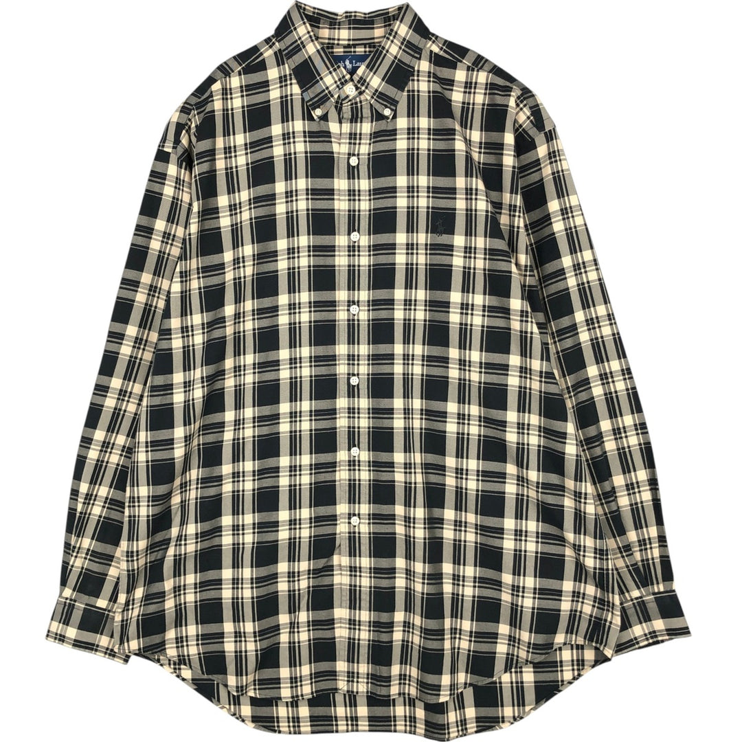 Ralph Lauren BLAKE long sleeve button down check shirt, men's size L cotton black type Vintage Second Hand