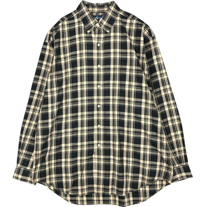 Ralph Lauren BLAKE long sleeve button down check shirt, men's size L cotton black type Vintage Second Hand