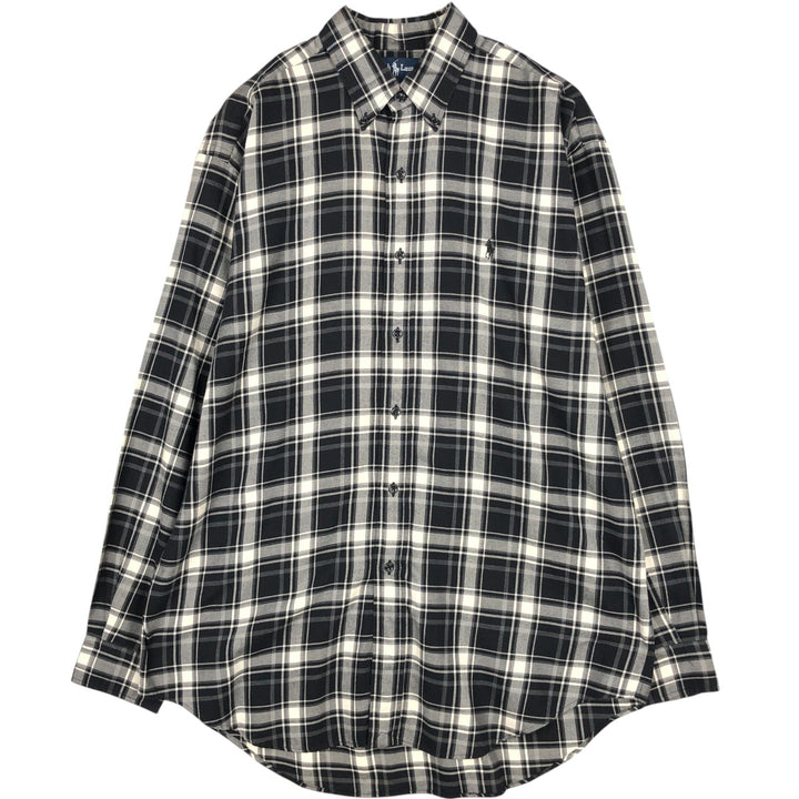 Ralph Lauren BLAKE long sleeve button down check shirt, men's size M cotton unbleached Vintage Second Hand