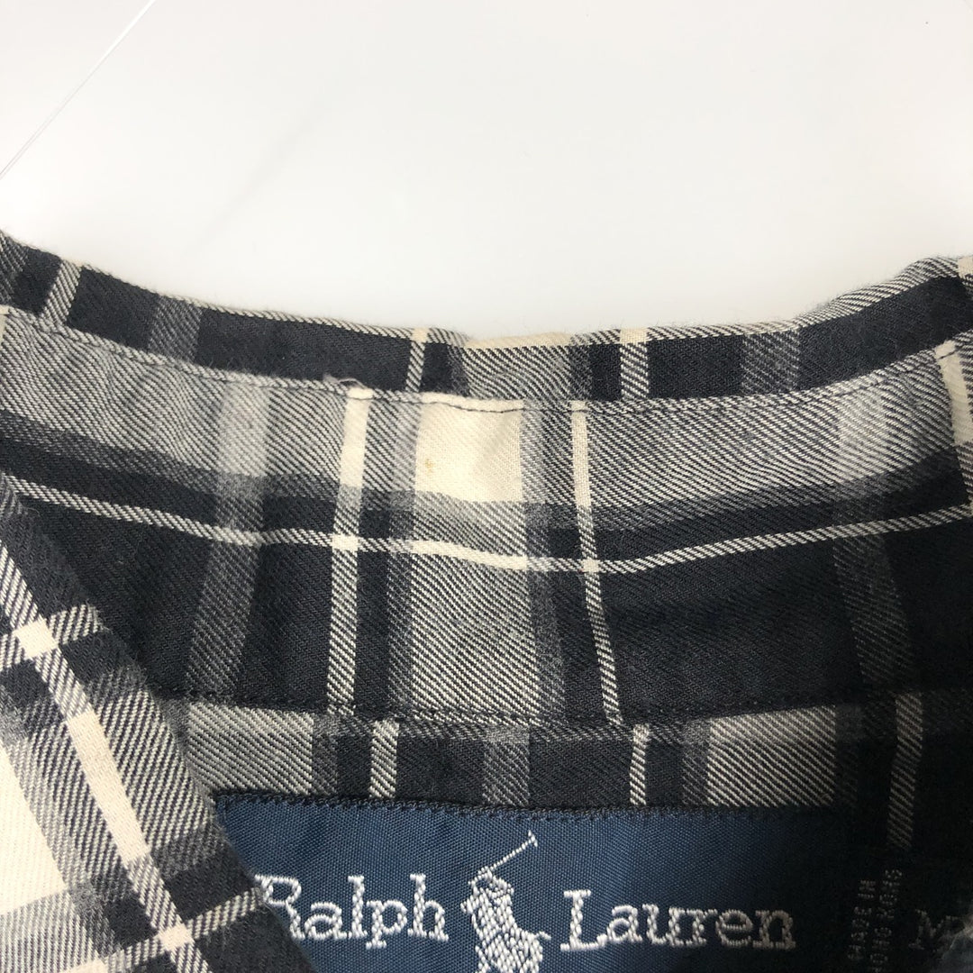 Ralph Lauren BLAKE long sleeve button down check shirt, men's size M cotton unbleached Vintage Second Hand