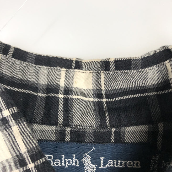 Ralph Lauren BLAKE long sleeve button down check shirt, men's size M cotton unbleached Vintage Second Hand