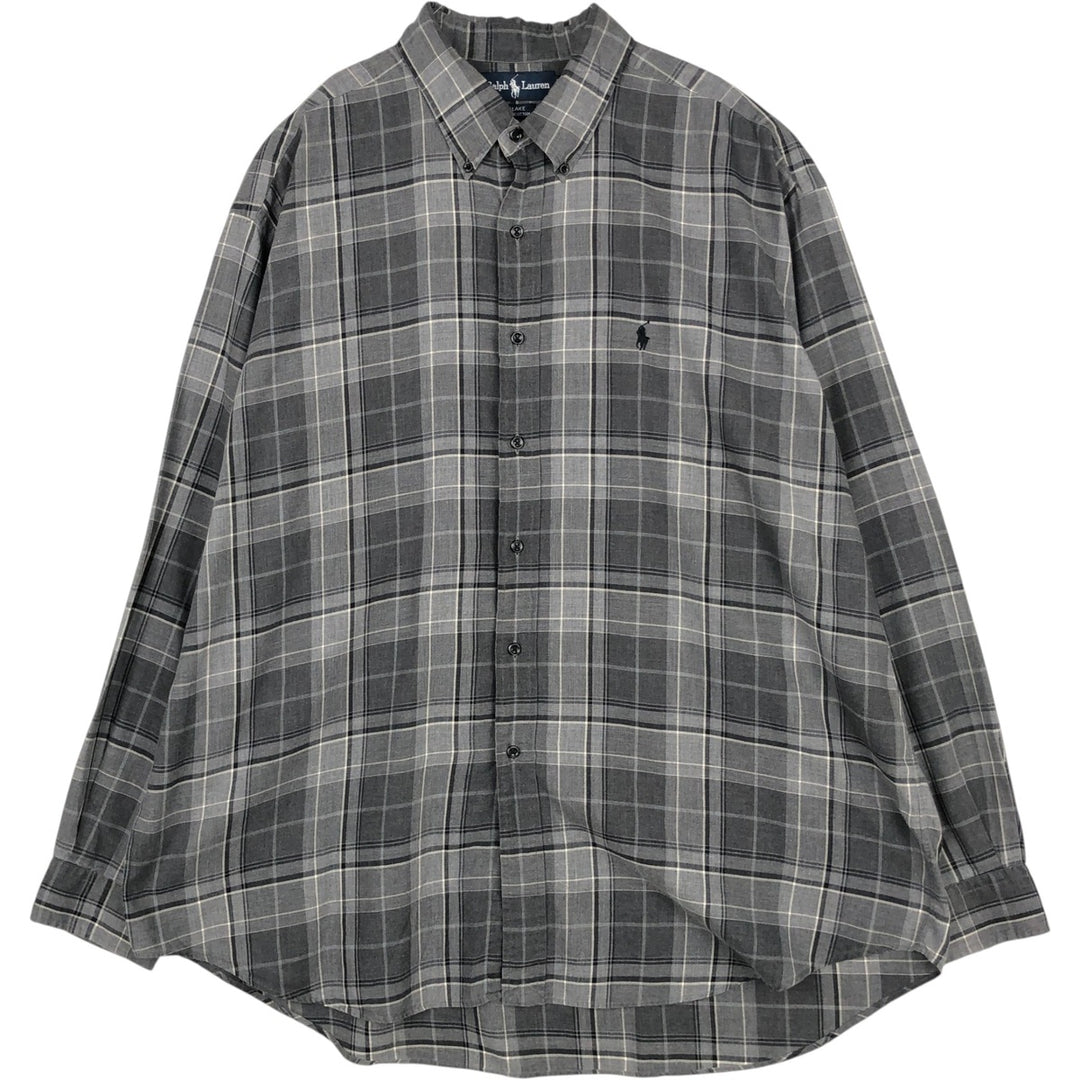 Ralph Lauren BLAKE short sleeve button down check shirt men's XL size cotton gray type Vintage Second Hand