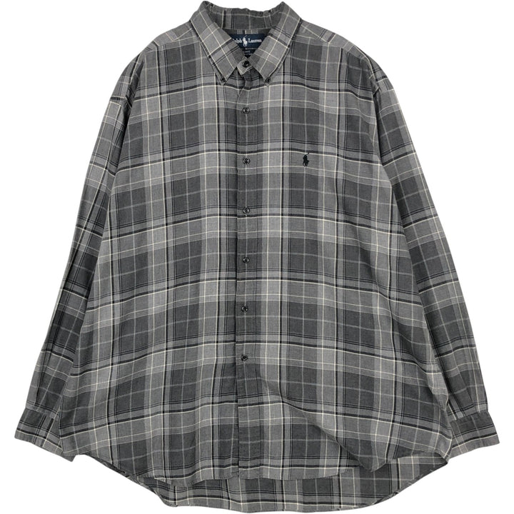 Ralph Lauren BLAKE short sleeve button down check shirt men's XL size cotton gray type Vintage Second Hand