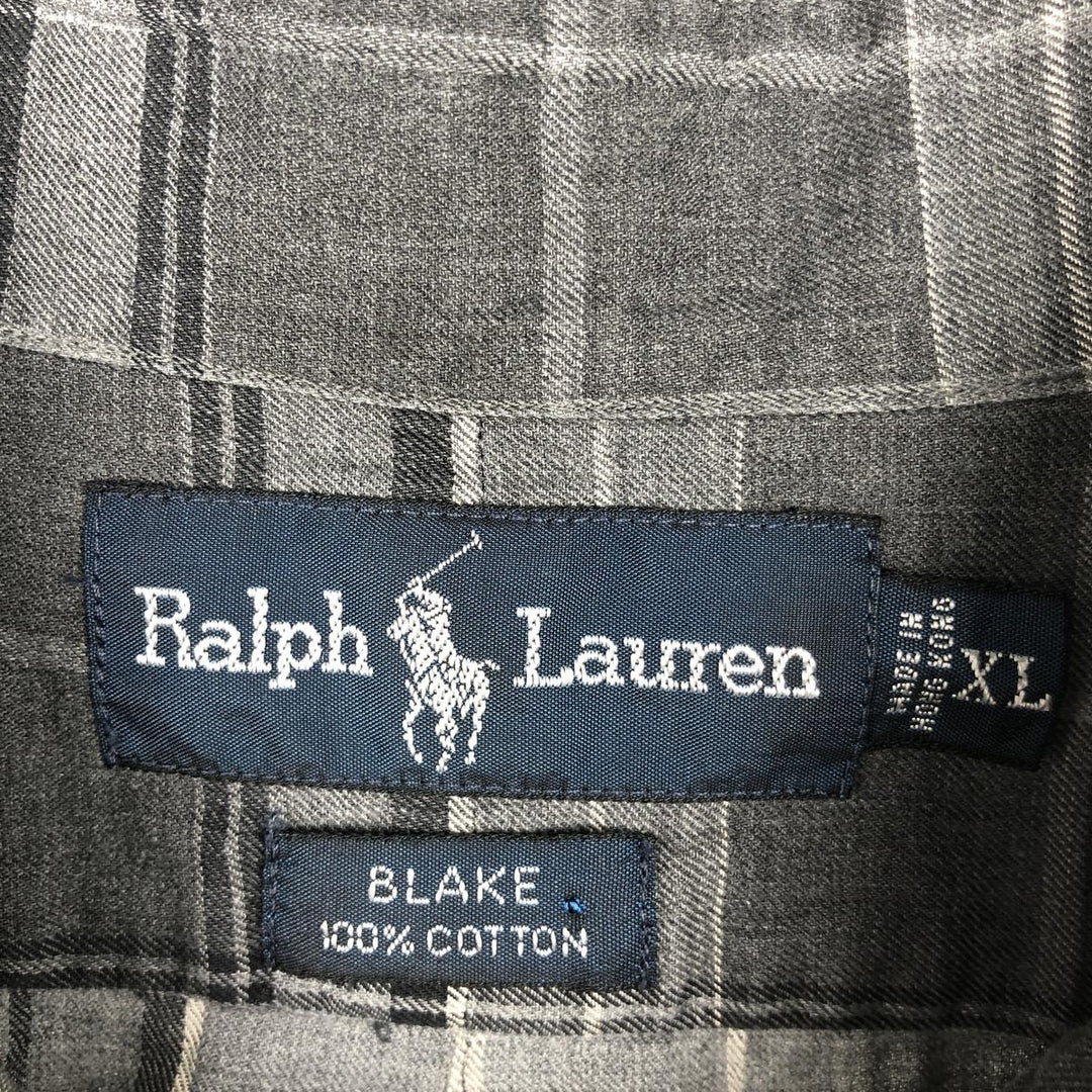 Ralph Lauren BLAKE short sleeve button down check shirt men's XL size cotton gray type Vintage Second Hand