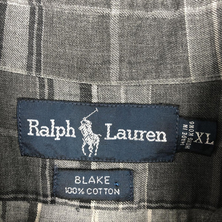 Ralph Lauren BLAKE short sleeve button down check shirt men's XL size cotton gray type Vintage Second Hand