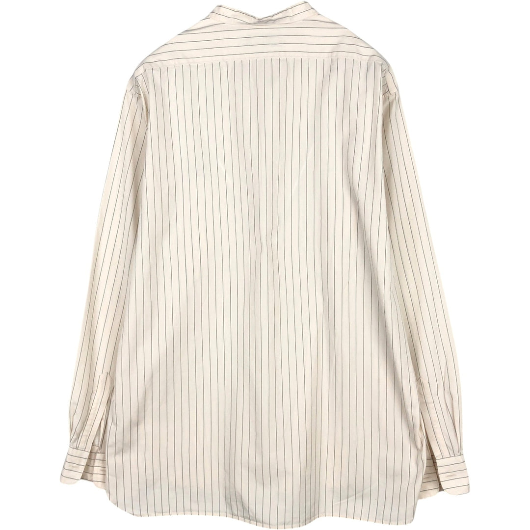 Ralph Lauren POLO by Ralph Lauren Stripe Pattern Stand Collar Shirt, Men's Size XL (approx.) cotton ivory Vintage Second Hand