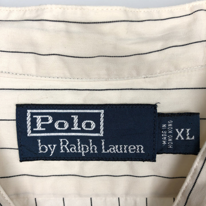 Ralph Lauren POLO by Ralph Lauren Stripe Pattern Stand Collar Shirt, Men's Size XL (approx.) cotton ivory Vintage Second Hand