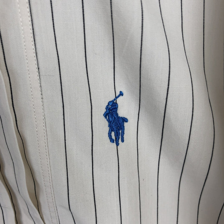 Ralph Lauren POLO by Ralph Lauren Stripe Pattern Stand Collar Shirt, Men's Size XL (approx.) cotton ivory Vintage Second Hand