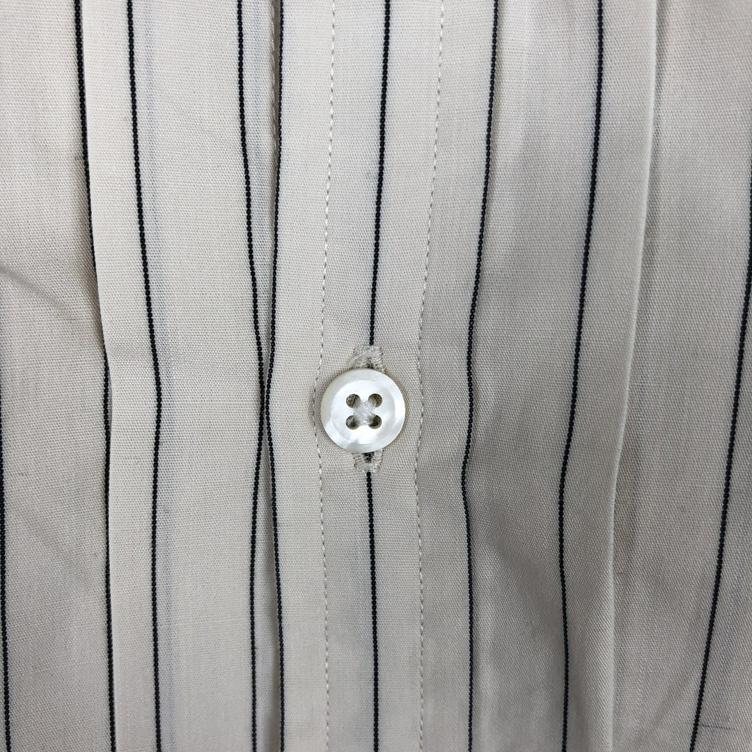 Ralph Lauren POLO by Ralph Lauren Stripe Pattern Stand Collar Shirt, Men's Size XL (approx.) cotton ivory Vintage Second Hand