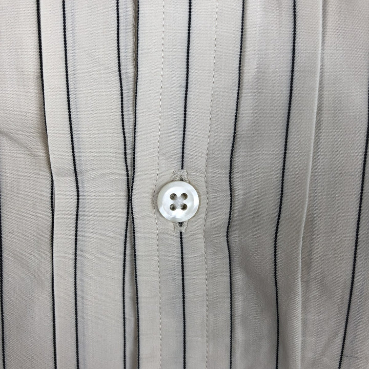 Ralph Lauren POLO by Ralph Lauren Stripe Pattern Stand Collar Shirt, Men's Size XL (approx.) cotton ivory Vintage Second Hand