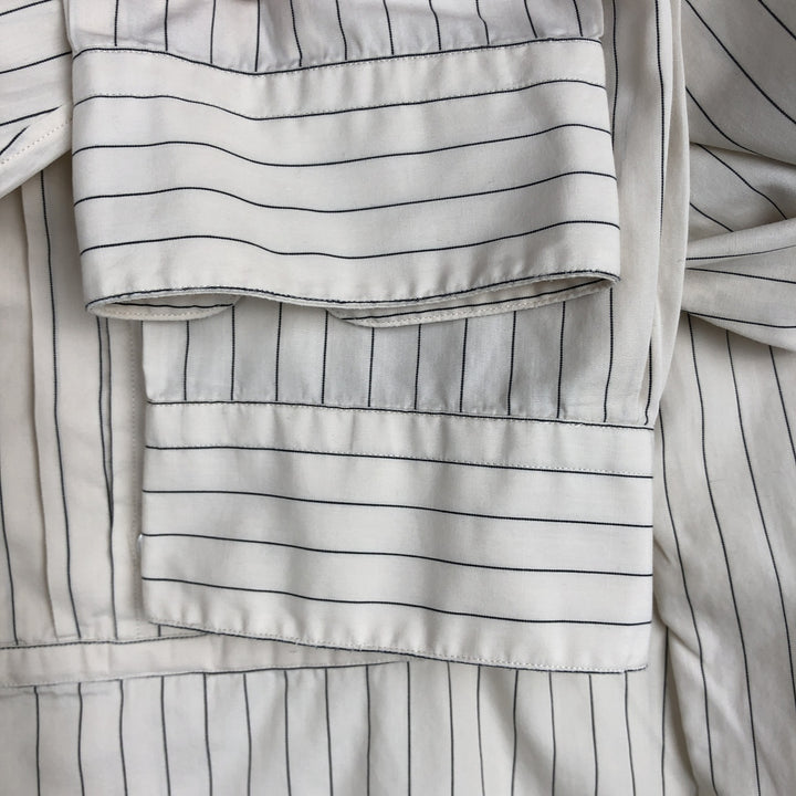 Ralph Lauren POLO by Ralph Lauren Stripe Pattern Stand Collar Shirt, Men's Size XL (approx.) cotton ivory Vintage Second Hand