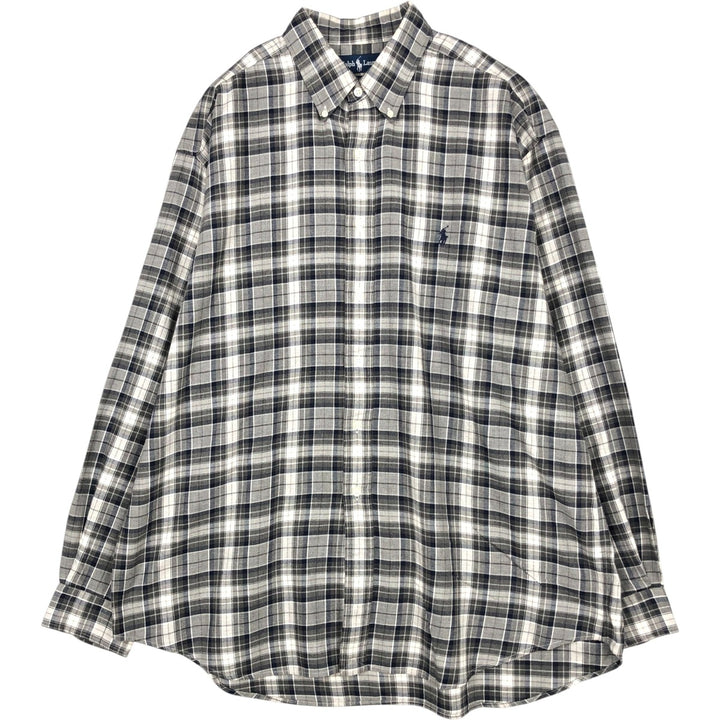 Ralph Lauren BLAKE One-Point Long-Sleeve Button-Down Check Shirt, Men's Size XL (approx.) cotton black type Vintage Second Hand